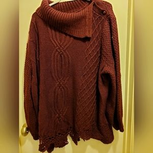 4X 34/36 Sweater Long sleeve brown/burgandy with geometric design great conditio